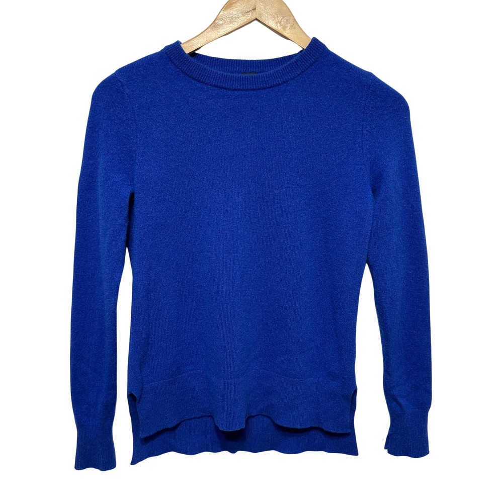Halogen Cashmere Sweater Womens Small Cobalt Blue Crew Neck Pullover Luxury